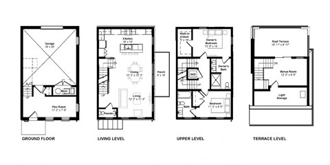 Floor plan for 2 beds, 2.5 baths, 1594 sqft